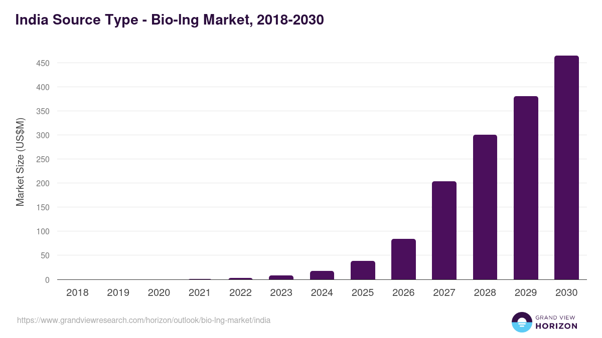 India bio-lng market, 2018-2030 (US$M)