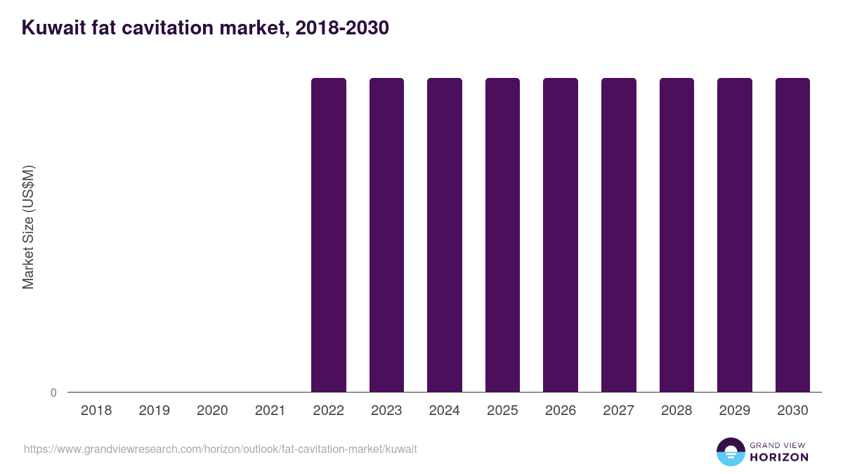 Kuwait fat cavitation market, 2018-2030 (US$M)