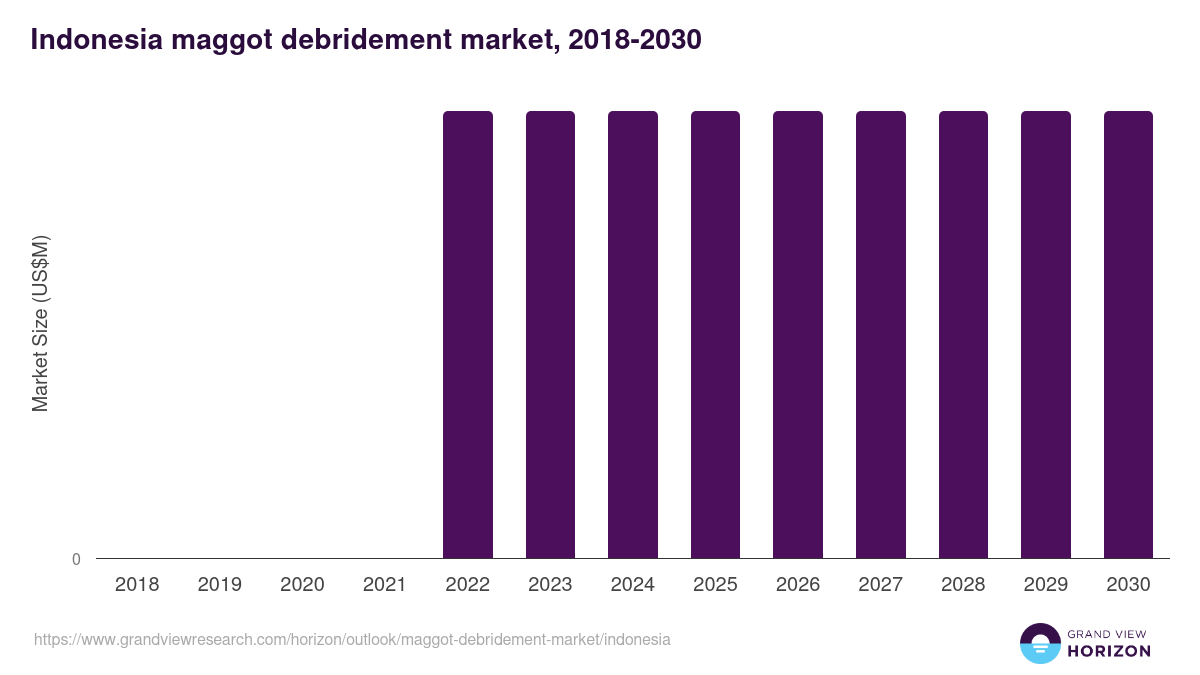 Indonesia maggot debridement market, 2018-2030 (US$M)