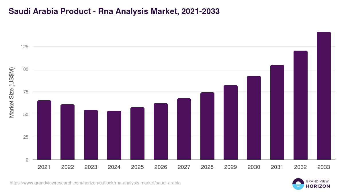 Saudi Arabia rna analysis market, 2021-2033 (US$M)