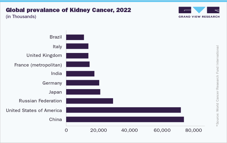 Global prevalance of Kidney Cancer, 2022 (in thousands)e