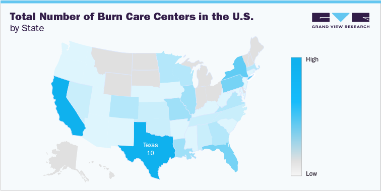 Total Number of Burn Care Centers in the U.S., by State