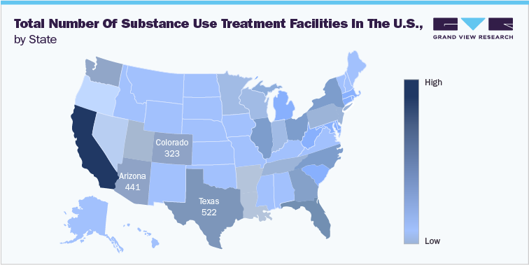 Total Number Of Substance Use Treatment Facilities In The U.S., By State 