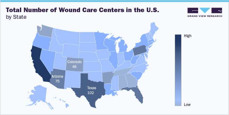 Total Number of Wound Care Centers in the U.S., by State