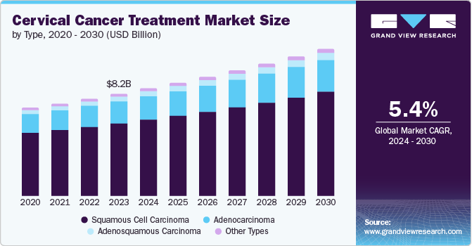 Cervical Cancer Treatment Market Size by Type, 2020 - 2030 (USD Billion)