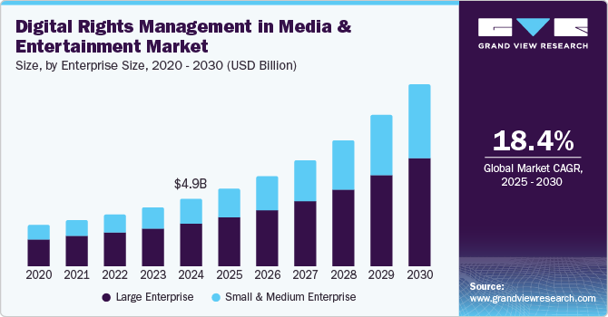 Digital Rights Management in Media & Entertainment Market Size, By Enterprise Size, 2020 - 2030 (USD Billion)