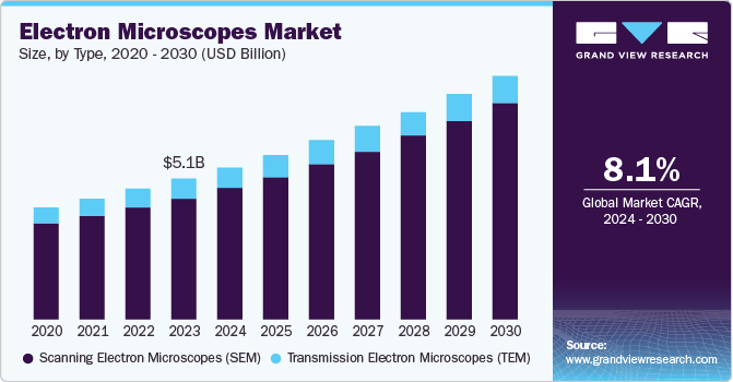 Electron Microscopes Market Size, by Type, 2020 - 2030 (USD Billion)