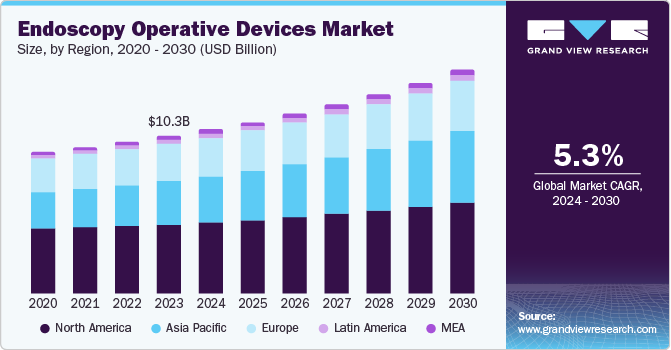 Endoscopy Operative Devices Market Size, by Region, 2020 - 2030 (USD Billion)