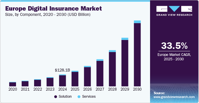 Europe digital insurance market size, by component, 2020 - 2030 (USD Billion)