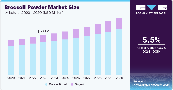 Global Broccoli Powder Market size and growth rate, 2024 - 2030