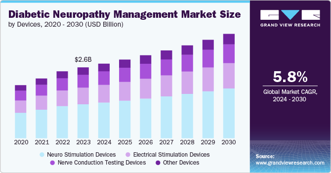 Global Diabetic Neuropathy Management Market size and growth rate, 2024 - 2030