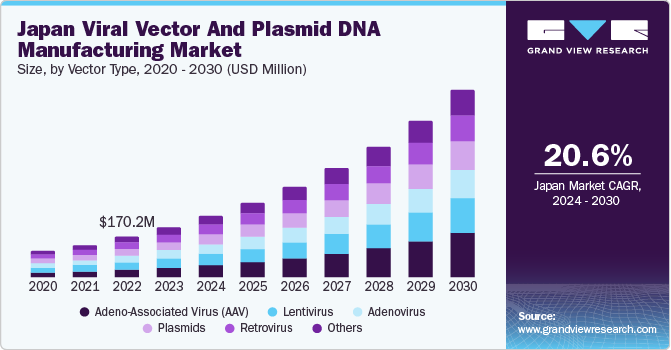 Japan Viral Vector And Plasmid DNA Manufacturing Market size and growth rate, 2024 - 2030