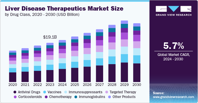 Liver Disease Therapeutics Market Size by Drug Class, 2020 – 2030 (USD Billion)