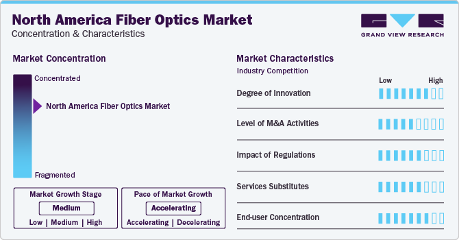 North America Fiber Optics Market Concentration & Characteristics