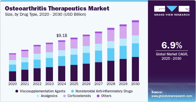 Osteoarthritis Therapeutics Market Size, By Drug Type, 2020 - 2030 (USD Billion)