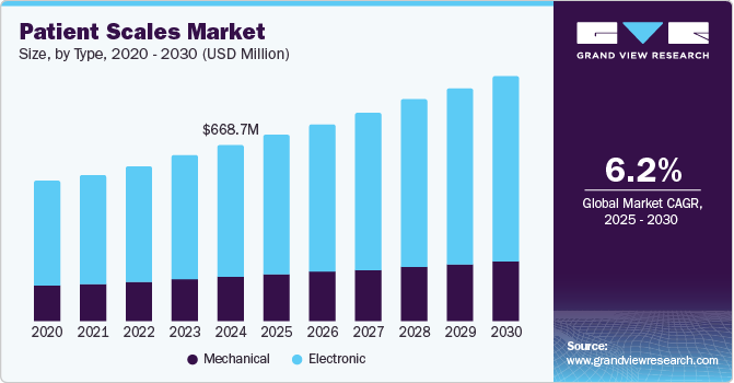 Patient Scales Market Size by Type, 2020 - 2030 (USD Million)