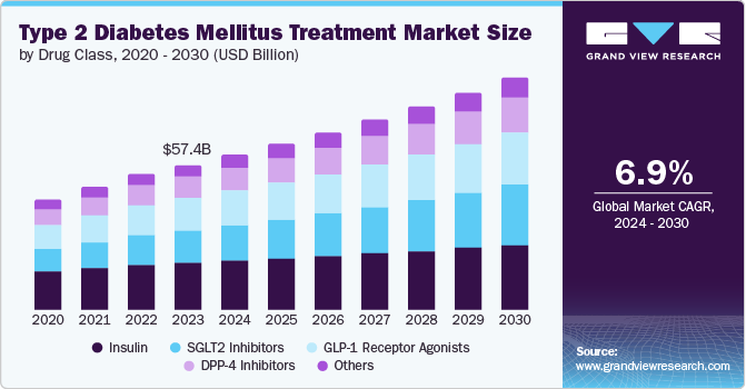 Type 2 Diabetes Mellitus Treatment Market Size, 2024 - 2030