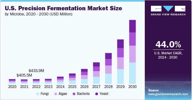 U.S. Precision Fermentation Market size and growth rate, 2024 - 2030